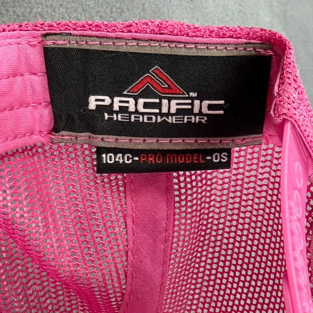 Pacific Headwear 104C Pro Model Trucker Hat Black Pink Snapback R Logo Cap OS